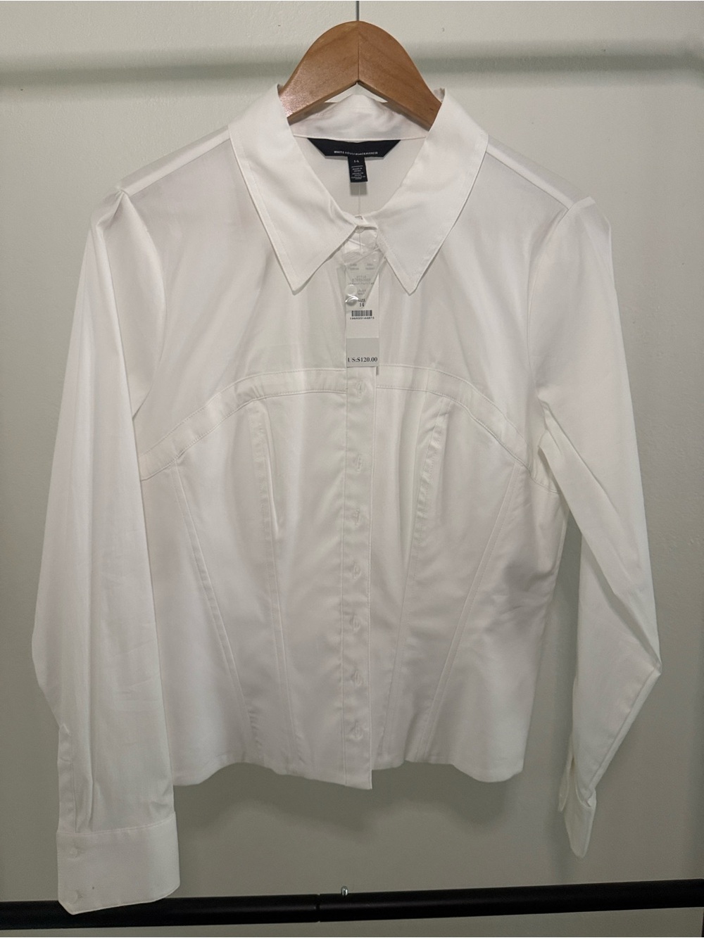 White House Black Market White Button-Front Dress Shirt - Picture 1 of 3